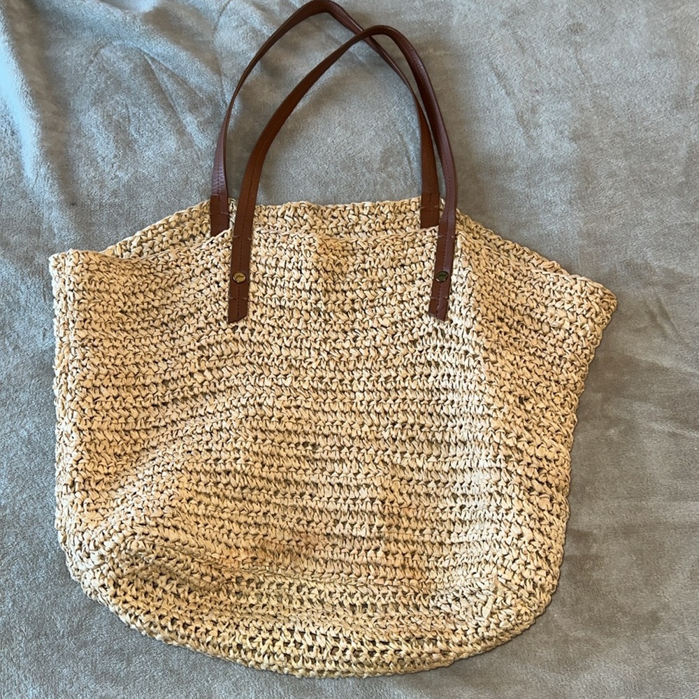 J. Crew Tan Woven Tote Bag - Picture 3 of 9